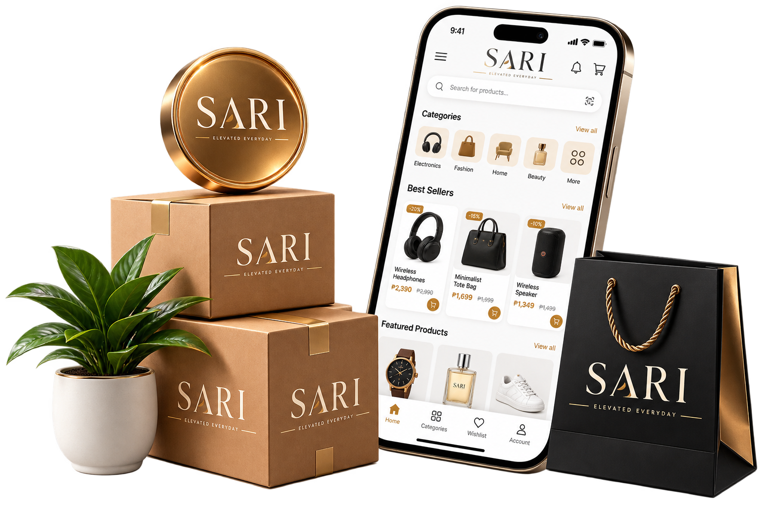 SARI products, packaging and mobile marketplace experience